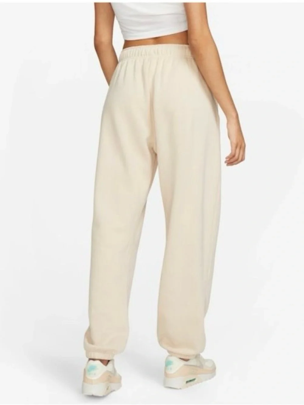 Nike Cream Track Pants - Women's Drawstring Joggers Oversized Fit Mid Rise